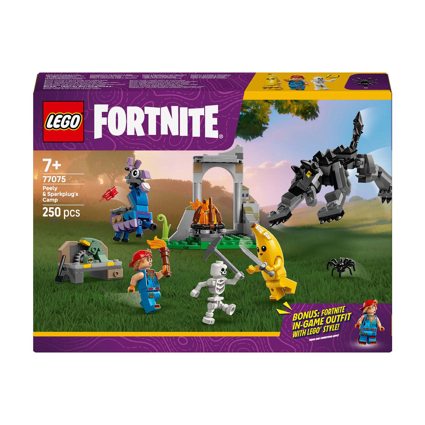 LEGO 77075 Fortnite Peely und Sparkplugs Camp