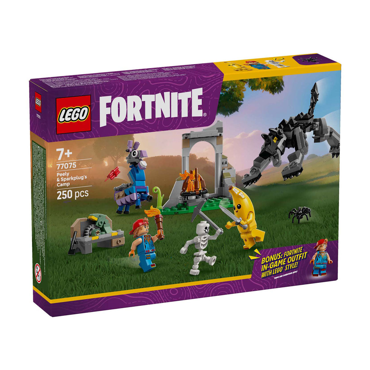 LEGO 77075 Fortnite Peely und Sparkplugs Camp