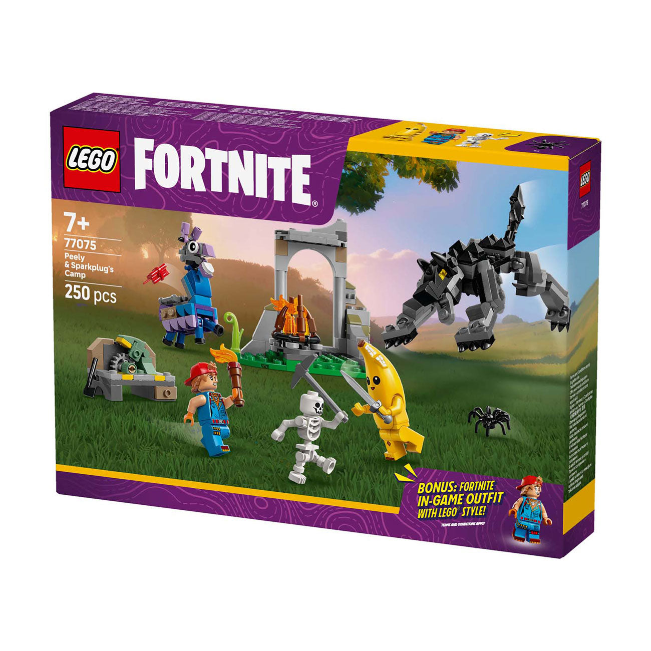LEGO 77075 Fortnite Peely und Sparkplugs Camp