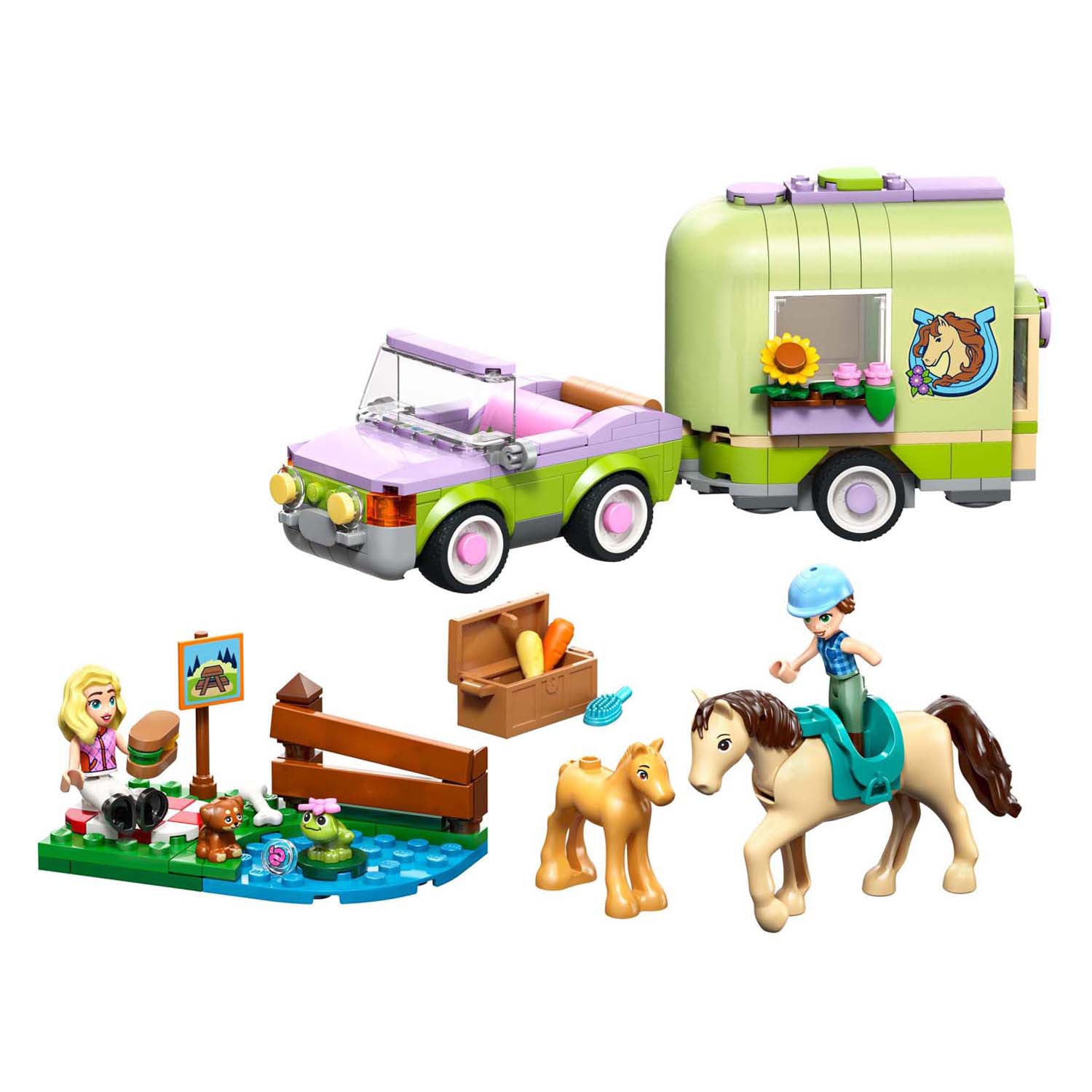 Lego Friends 42695 Anhänger und Pferd und Fohlen