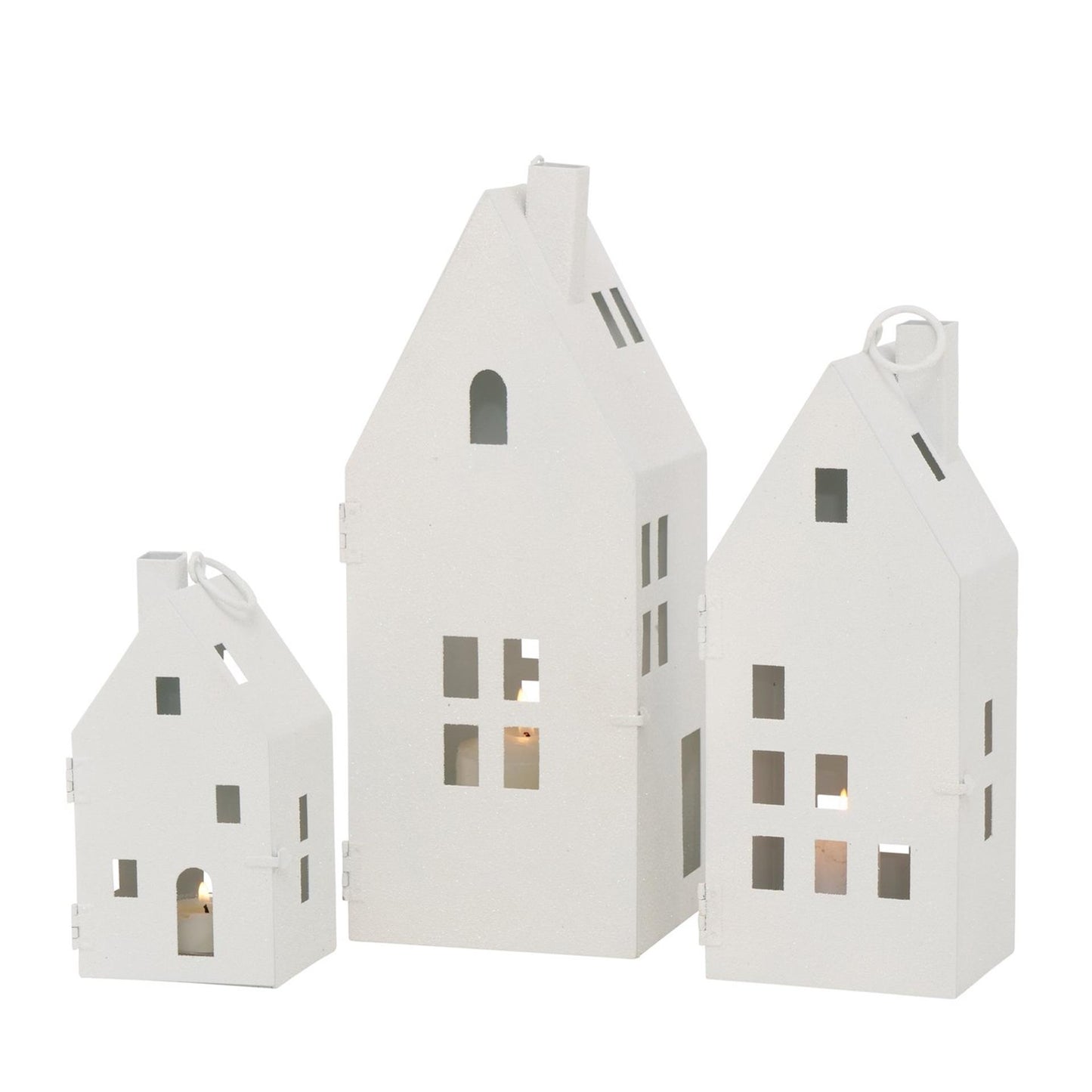 Boltze Home Laternen-Set 3-teilig im Hausmodell weiß