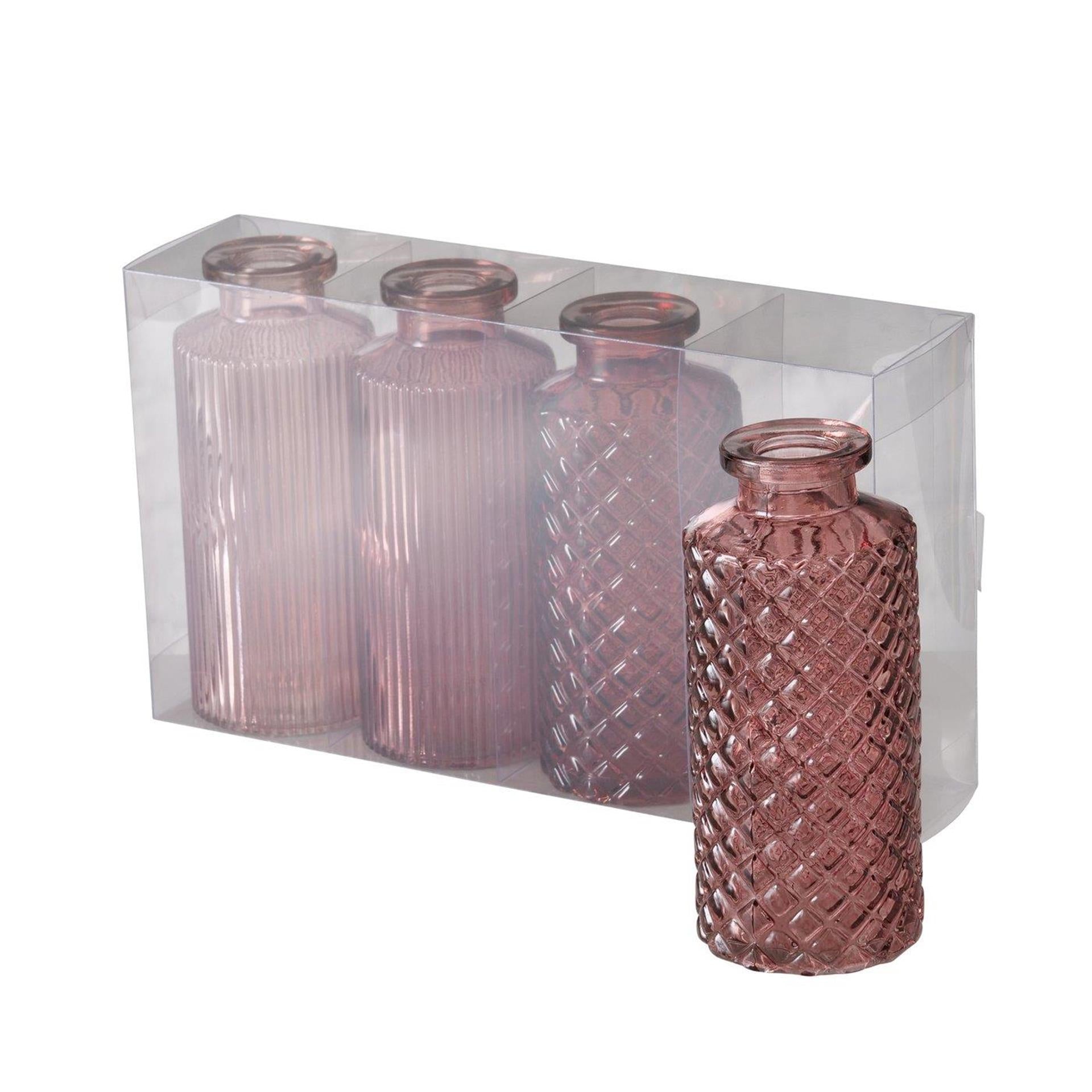 Boltze Home Vase rosa 4-teiliges Set ø6cm