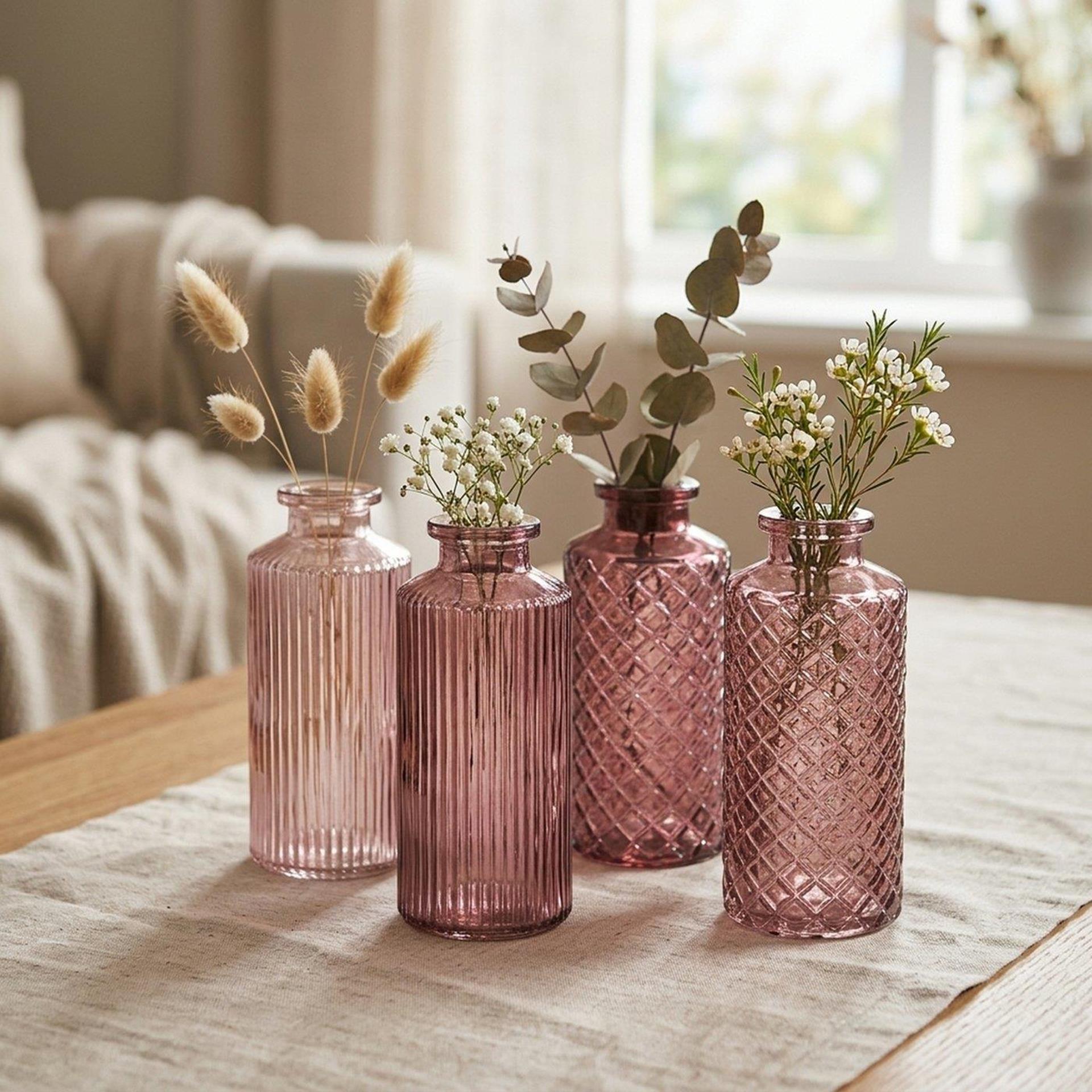 Boltze Home Vase rosa 4-teiliges Set ø6cm