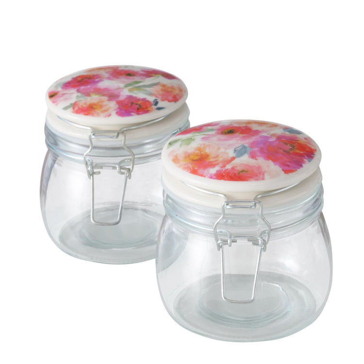 Boltze Home Vorratsdose Glas 450 ml mit Deckel Blume
