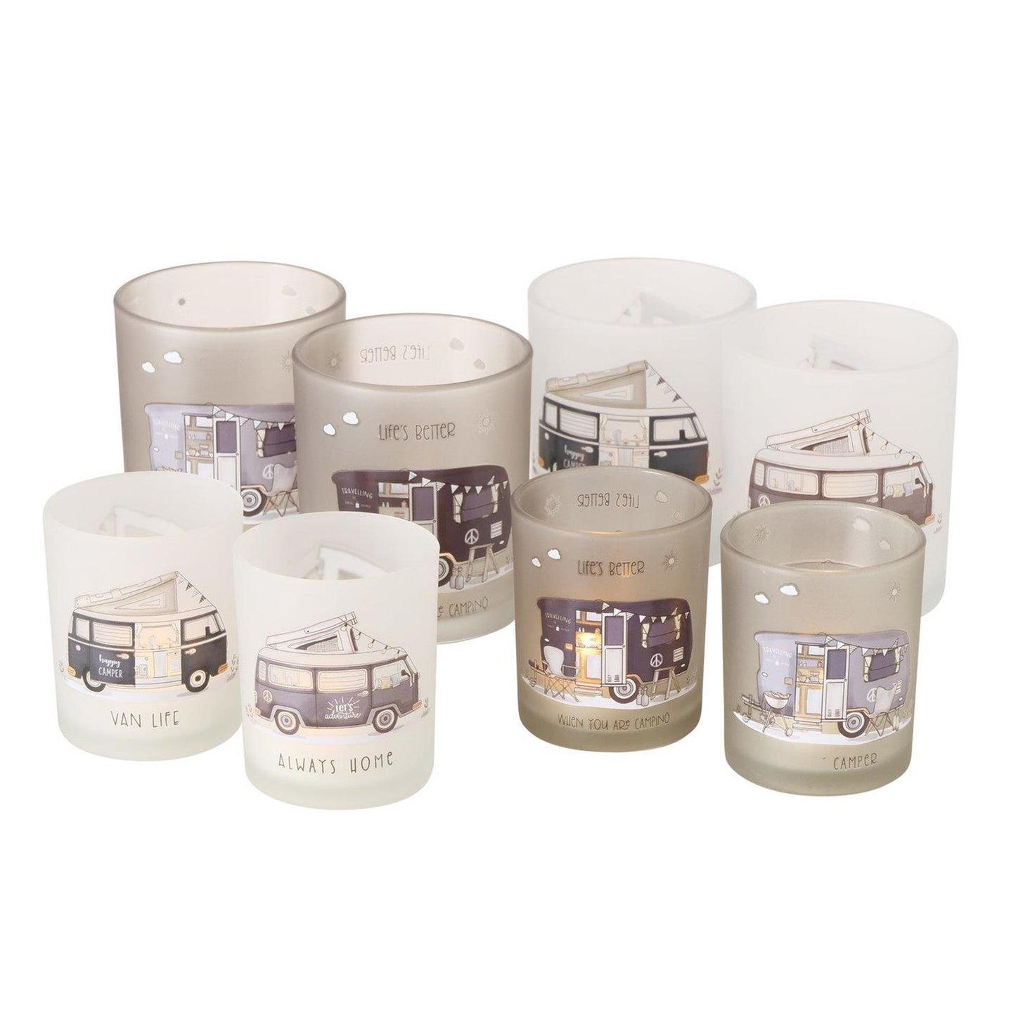 Boltze Home Teelichthalter Glas 2-teilig Camper