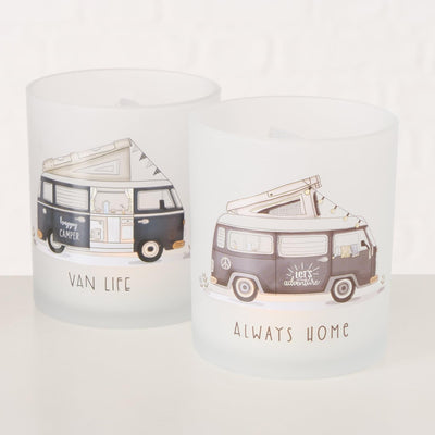 Boltze Home Teelichthalter Glas 2-teilig Camper