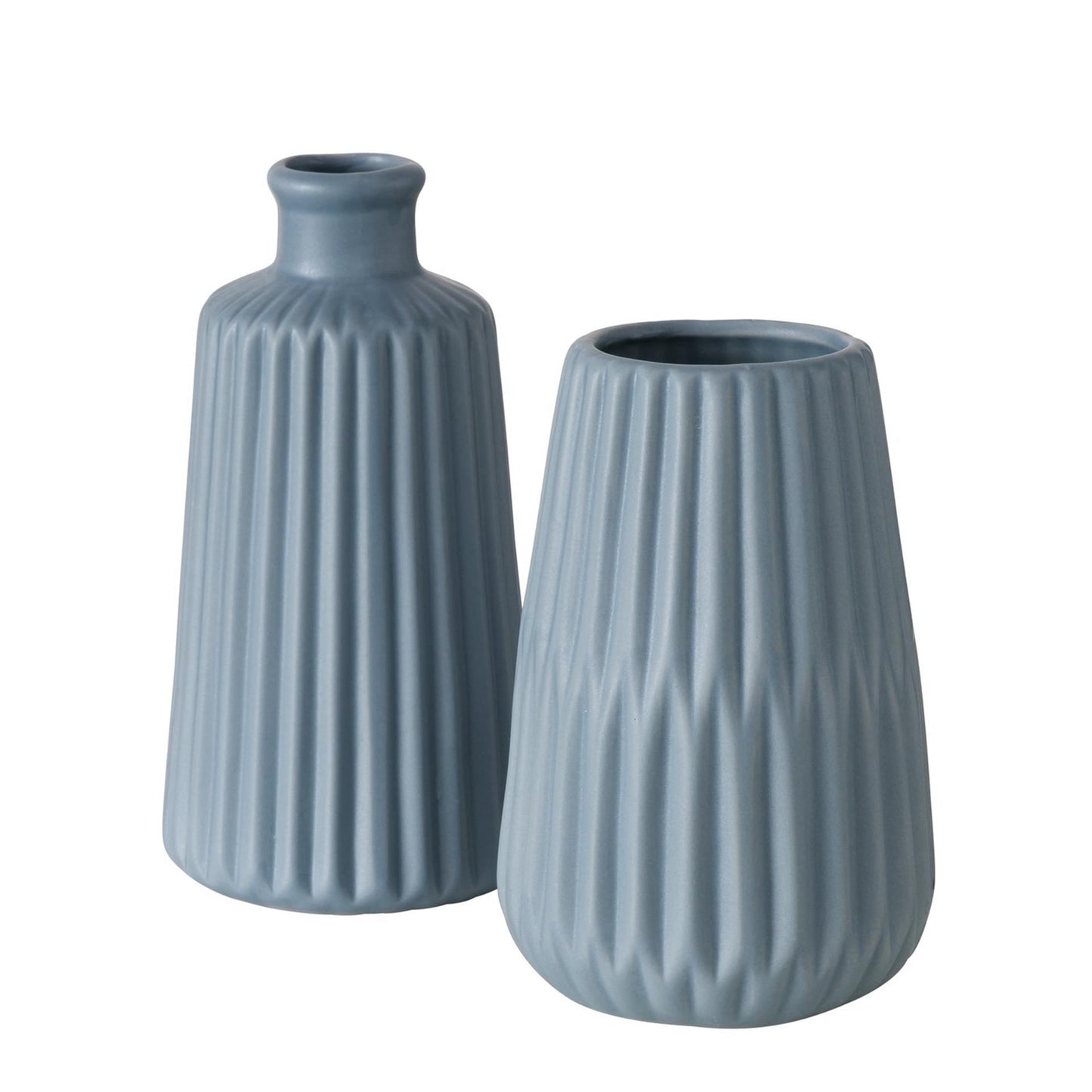 Boltze Home Vase geripptes Porzellan H18cm hellblau