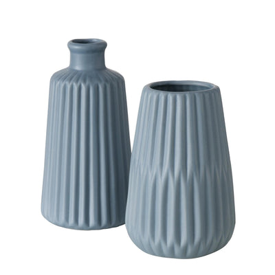Boltze Home Vase geripptes Porzellan H18cm hellblau