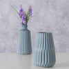 Boltze Home Vase geripptes Porzellan H18cm hellblau