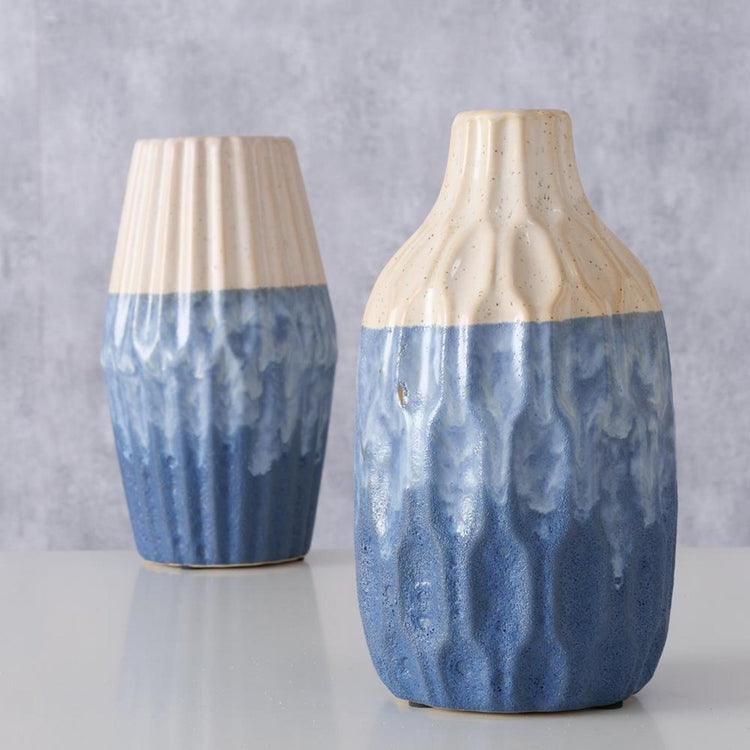 Boltze Home Vase Steingut blau H21cm 2 sortiert