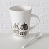 Boltze Home Becher mit Hausmotiv inklusive Löffel 330ml