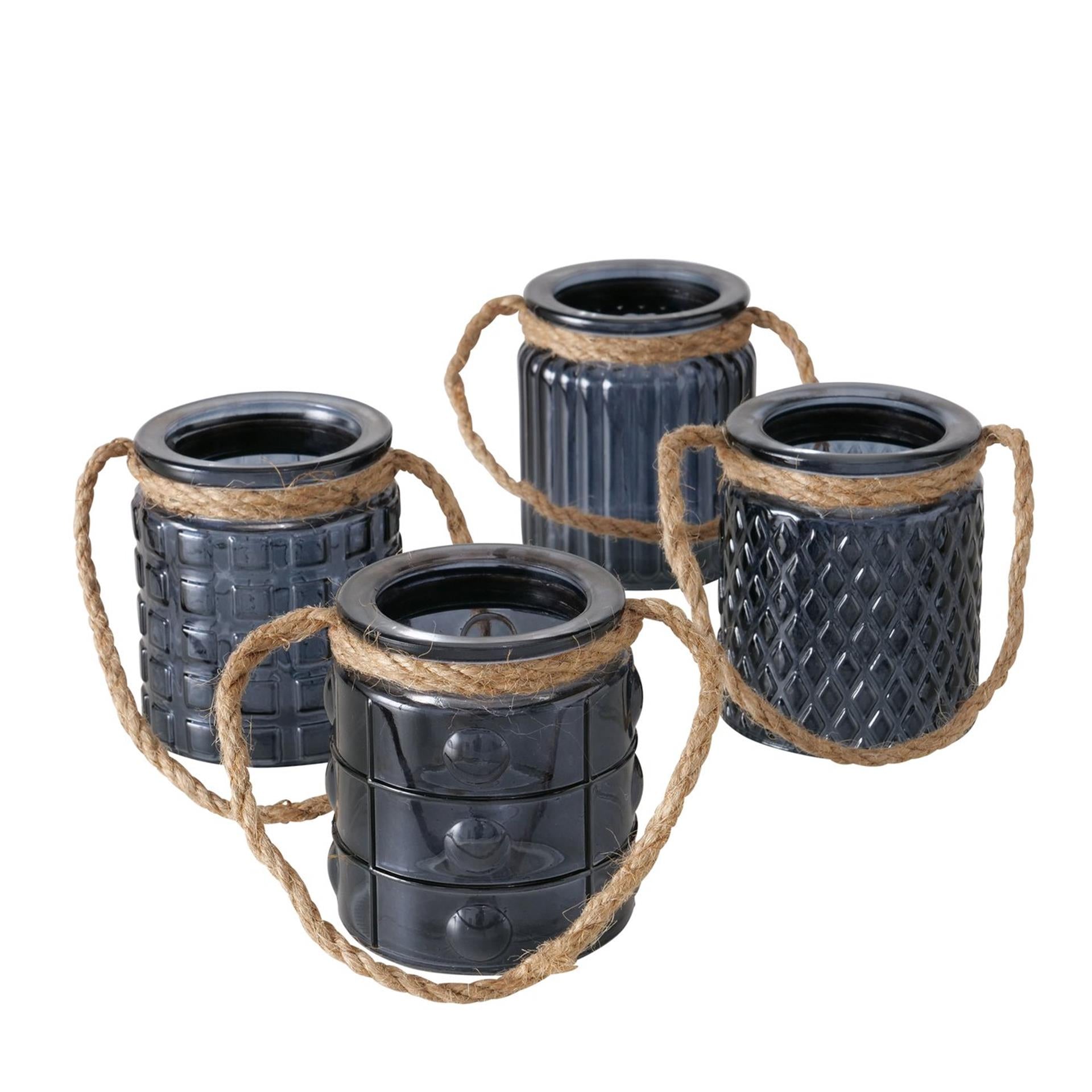 Boltze Home Teelichthalter mit Seilgriff H8cm