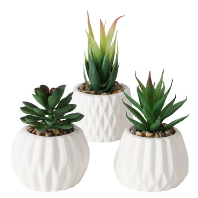 Boltze Home Kunstpflanze Sukkulente im Topf weiß H15cm