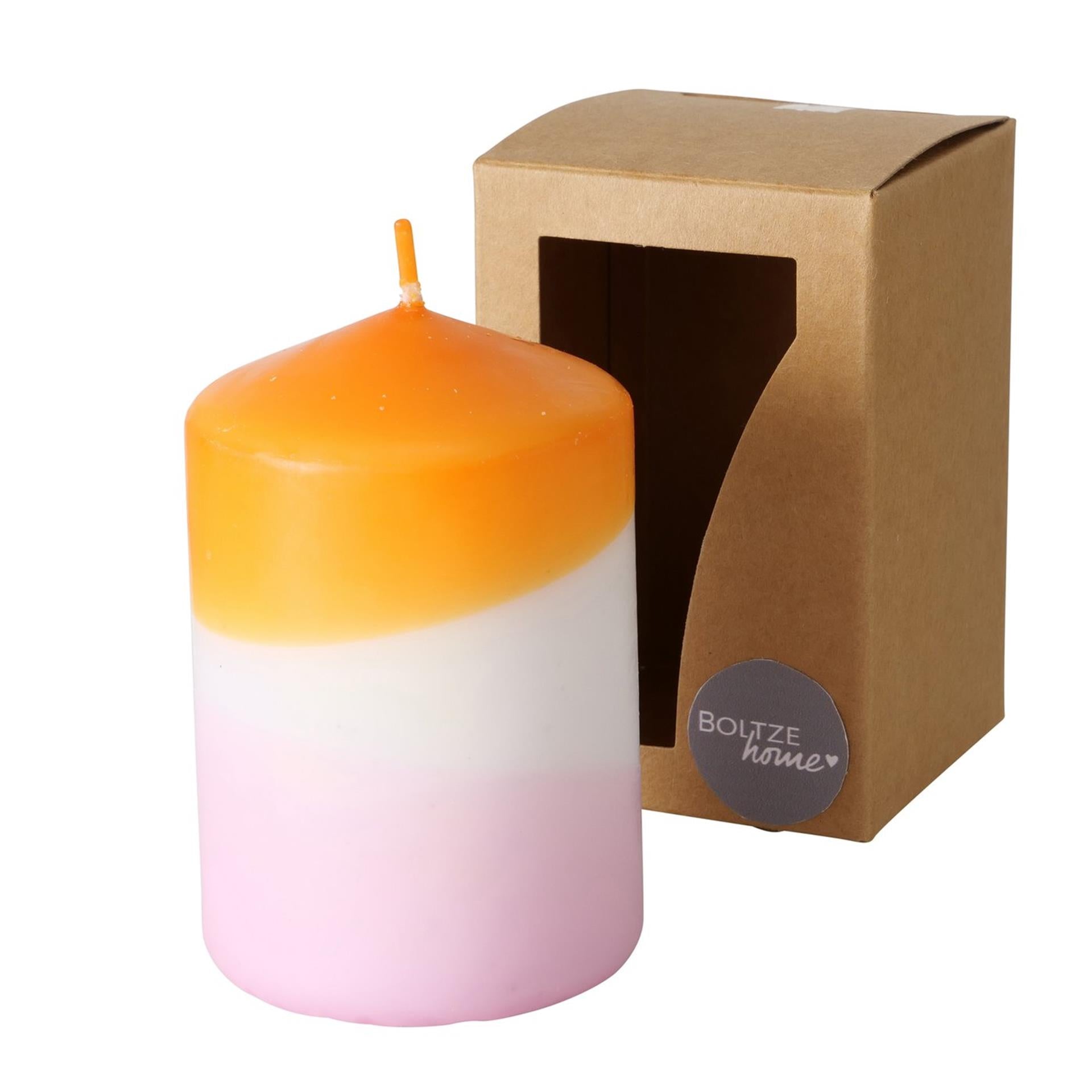 Boltze Home Kerze Splash Dip Dye H9cm Orange Flieder