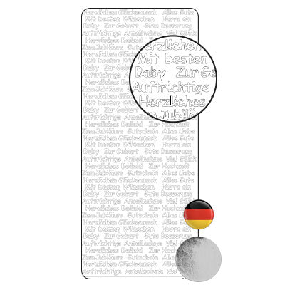 Vaessen creative • Aufkleber 10x23cm 10 Stück silber verschiedene deutsche Texte