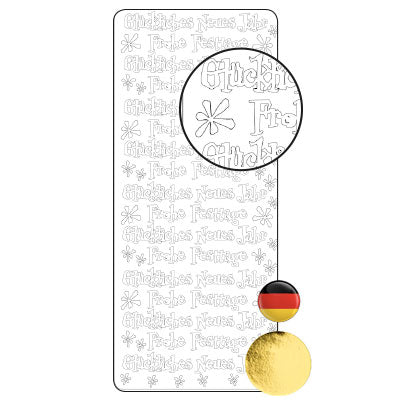 Vaessen creative • Aufkleber 10x23cm 10 Stück Gold verschiedene deutsche Texte
