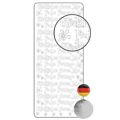 Vaessen creative • Aufkleber 10x23cm 10 Stück silber verschiedene deutsche Texte