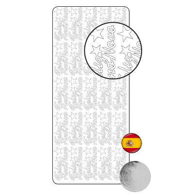 Vaessen creative • Aufkleber 10x23cm 10 Stück Silber feliz ano novo