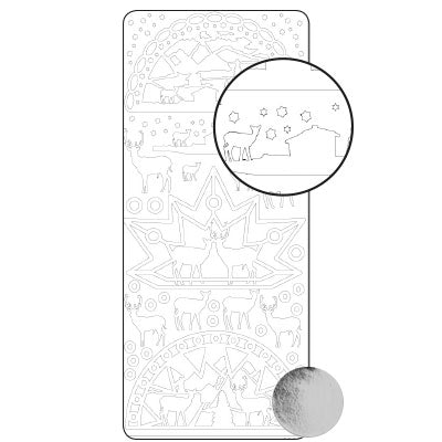 Vaessen creative • Aufkleber 10x23cm 10 Stück silber verschiedene Weihnachtsfiguren