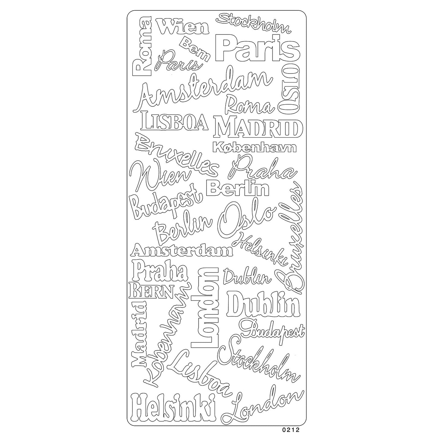 Vaessen creative • Aufkleber 10x23cm 10 Stück Silber verschiedene Texte mit Großbuchstaben