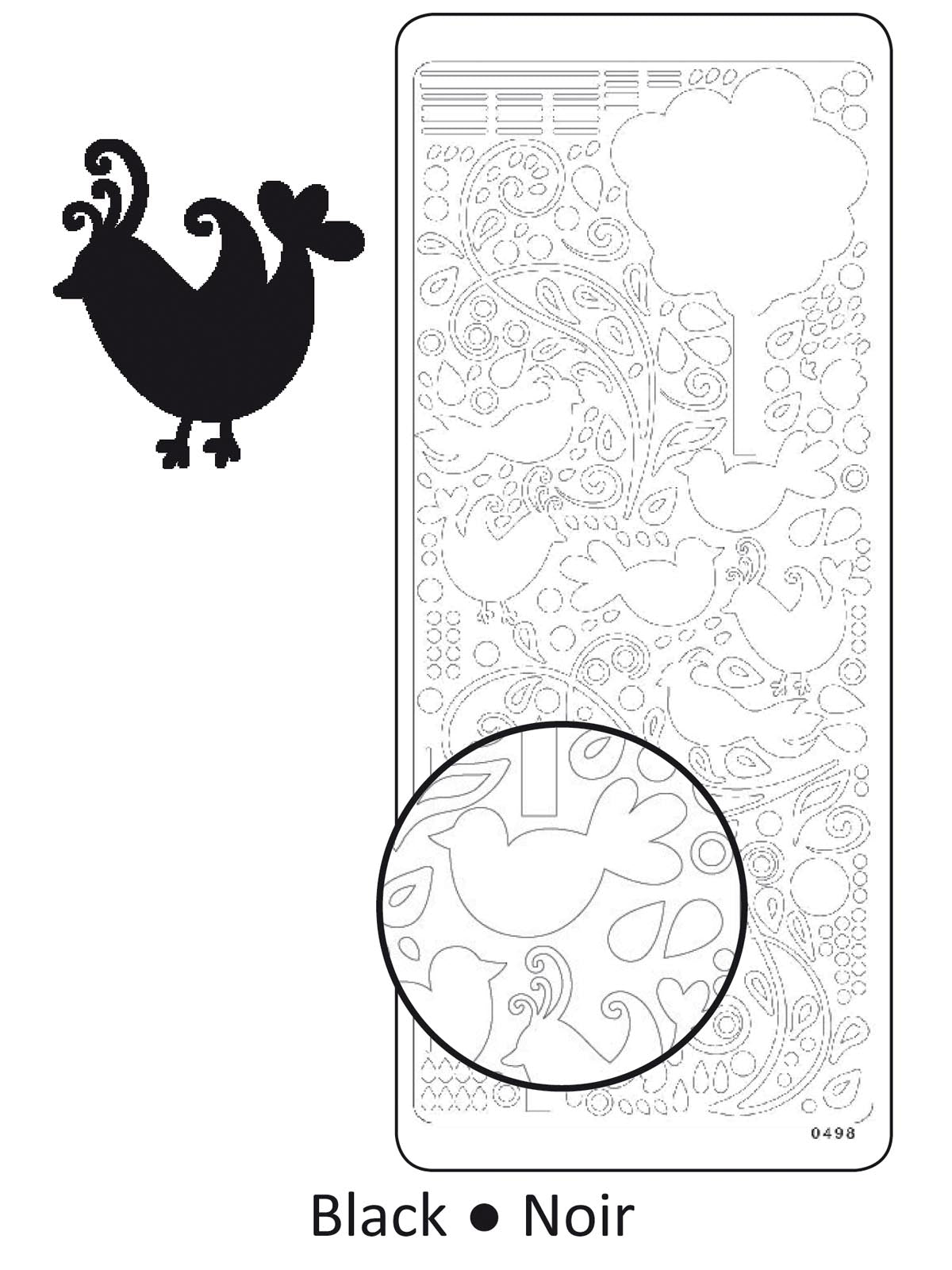 Vaessen creative • Aufkleber 10x23cm x10 schwarze Vögel und Kritzeleien