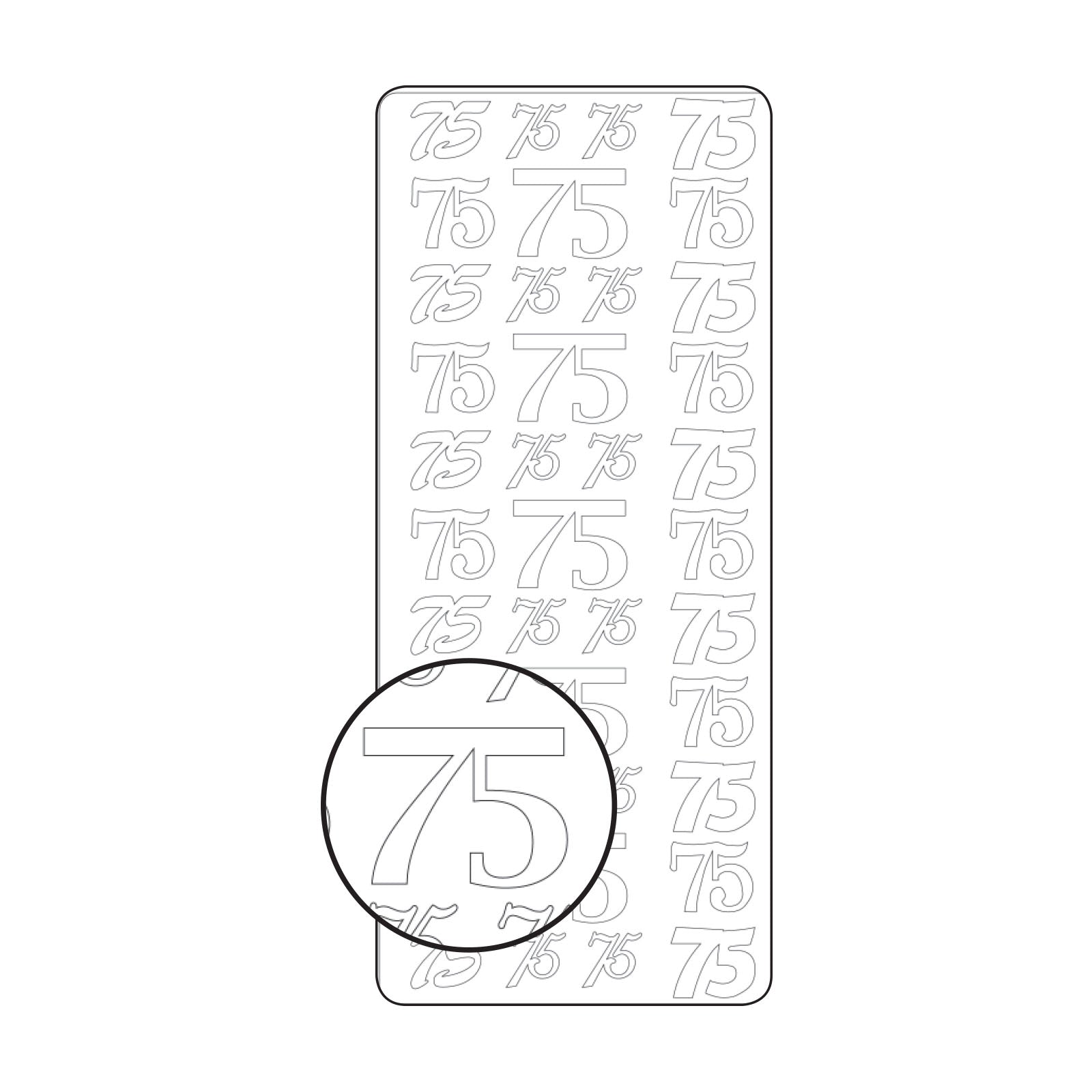 Vaessen creative • Aufkleber 10x23cm 10 Stück Silber Nummer 75