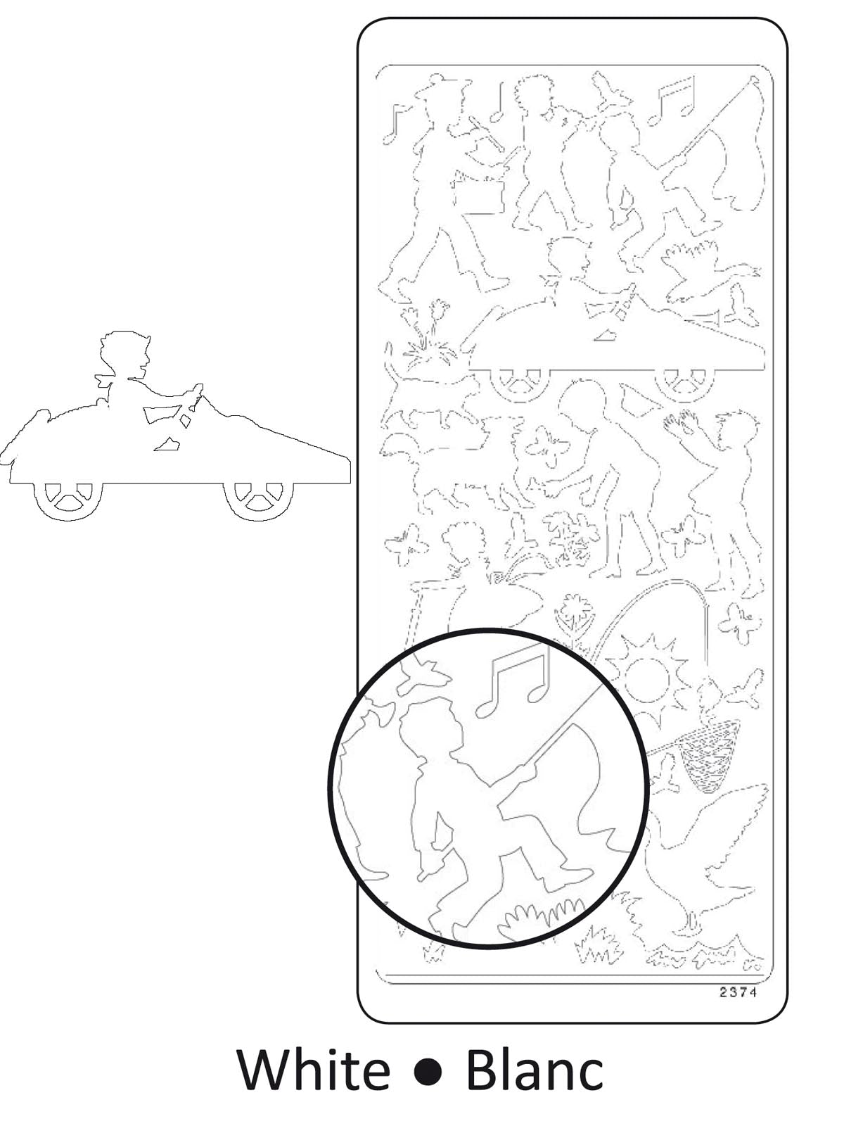 Vaessen creative • Aufkleber 10x23cm 10 Stück weiße Silhouette mit Kindern 1