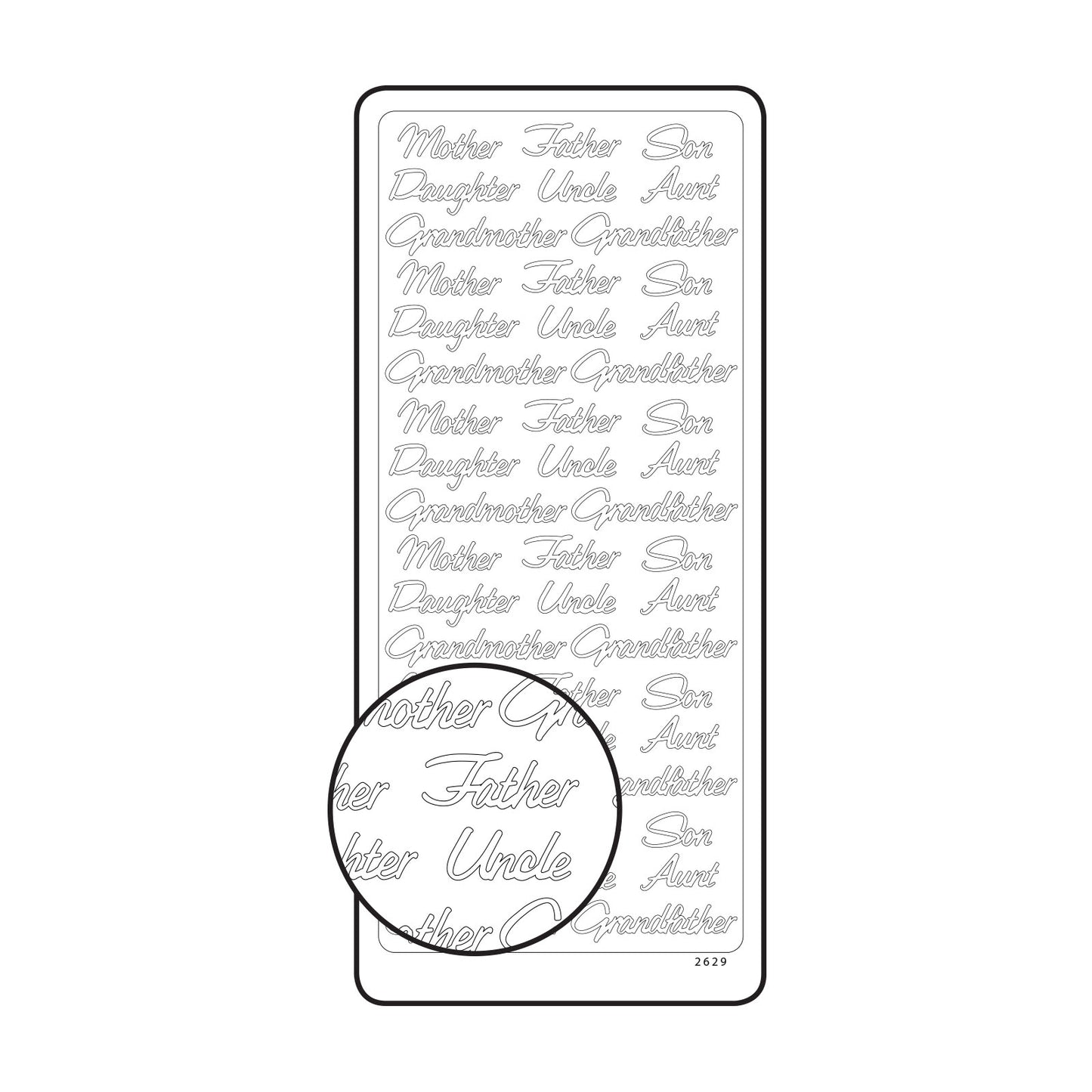 Vaessen creative • Aufkleber 10x23cm 10 Stück silber verschiedene englische Texte