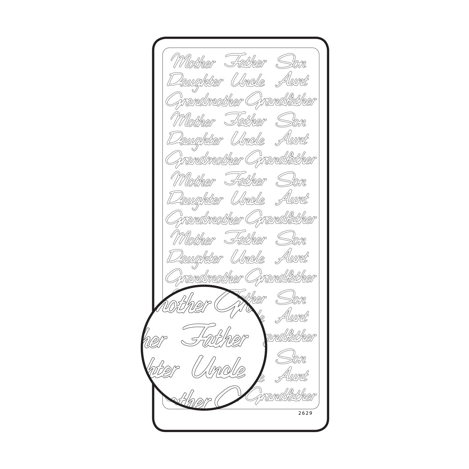 Vaessen creative • Aufkleber 10x23cm 10 Stück silber verschiedene englische Texte