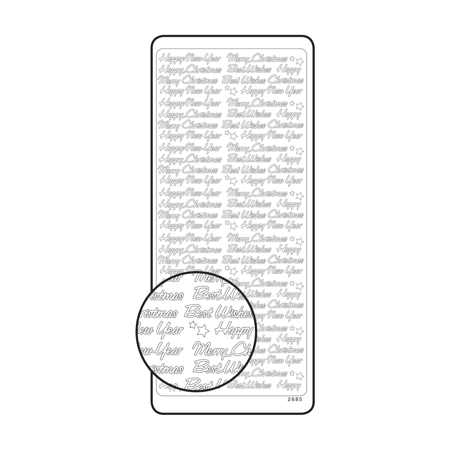 Vaessen creative • Aufkleber 10x23cm 10 Stück silber verschiedene englische Texte