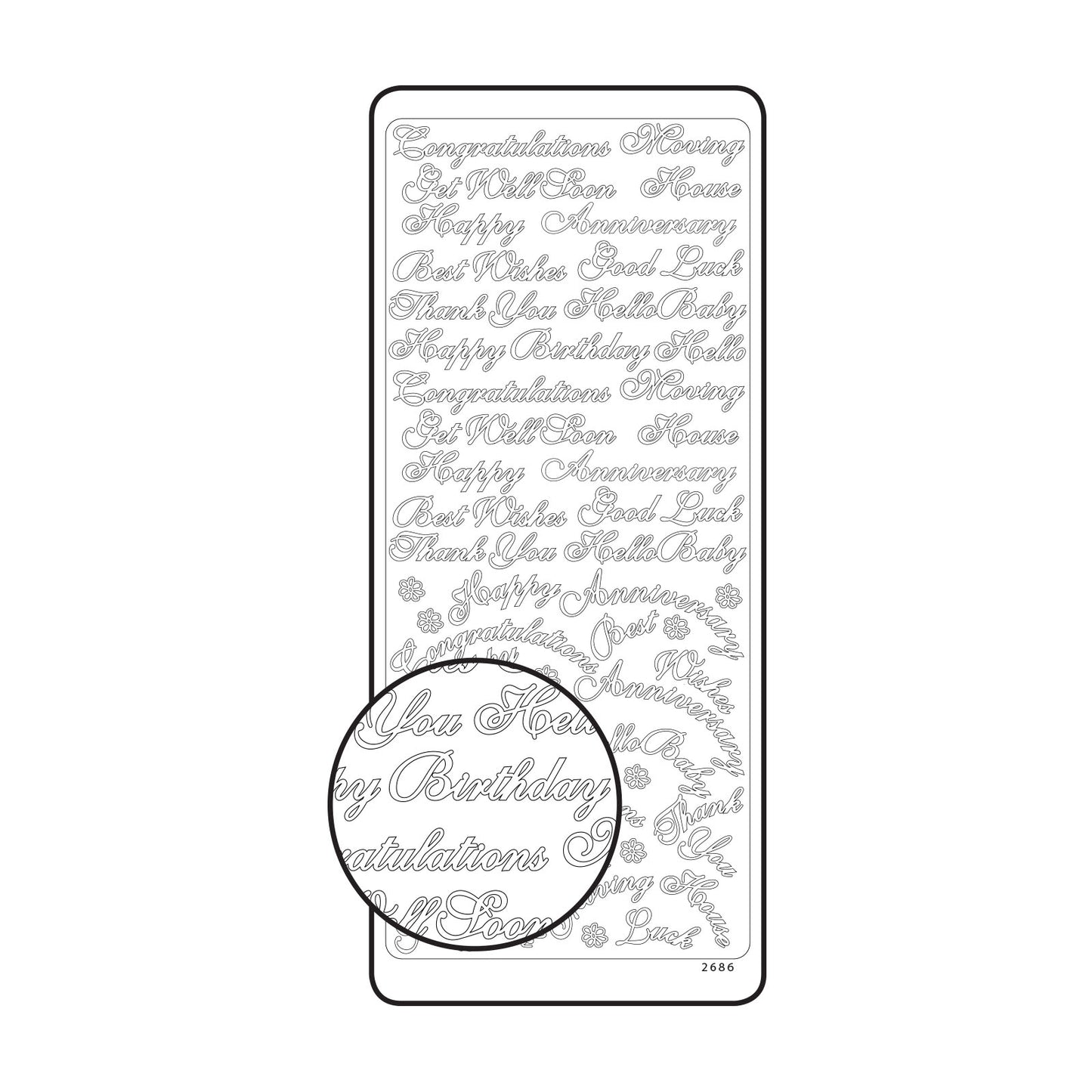 Vaessen creative • Aufkleber 10x23cm 10 Stück silber verschiedene englische Texte