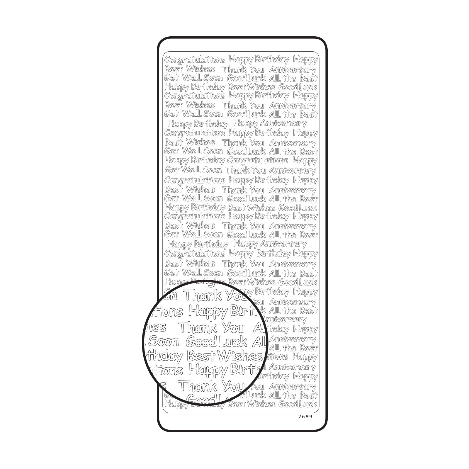 Vaessen creative • Aufkleber 10x23cm 10 Stück silber verschiedene englische Texte