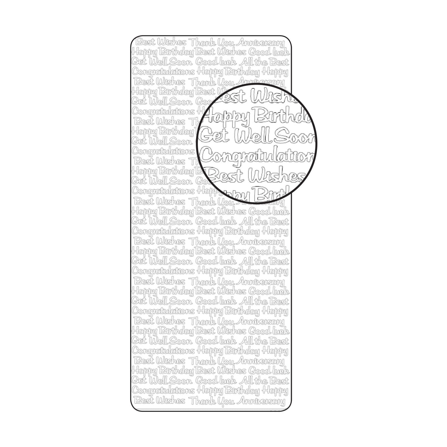 Vaessen creative • Aufkleber 10x23cm 10 Stück silber verschiedene englische Texte