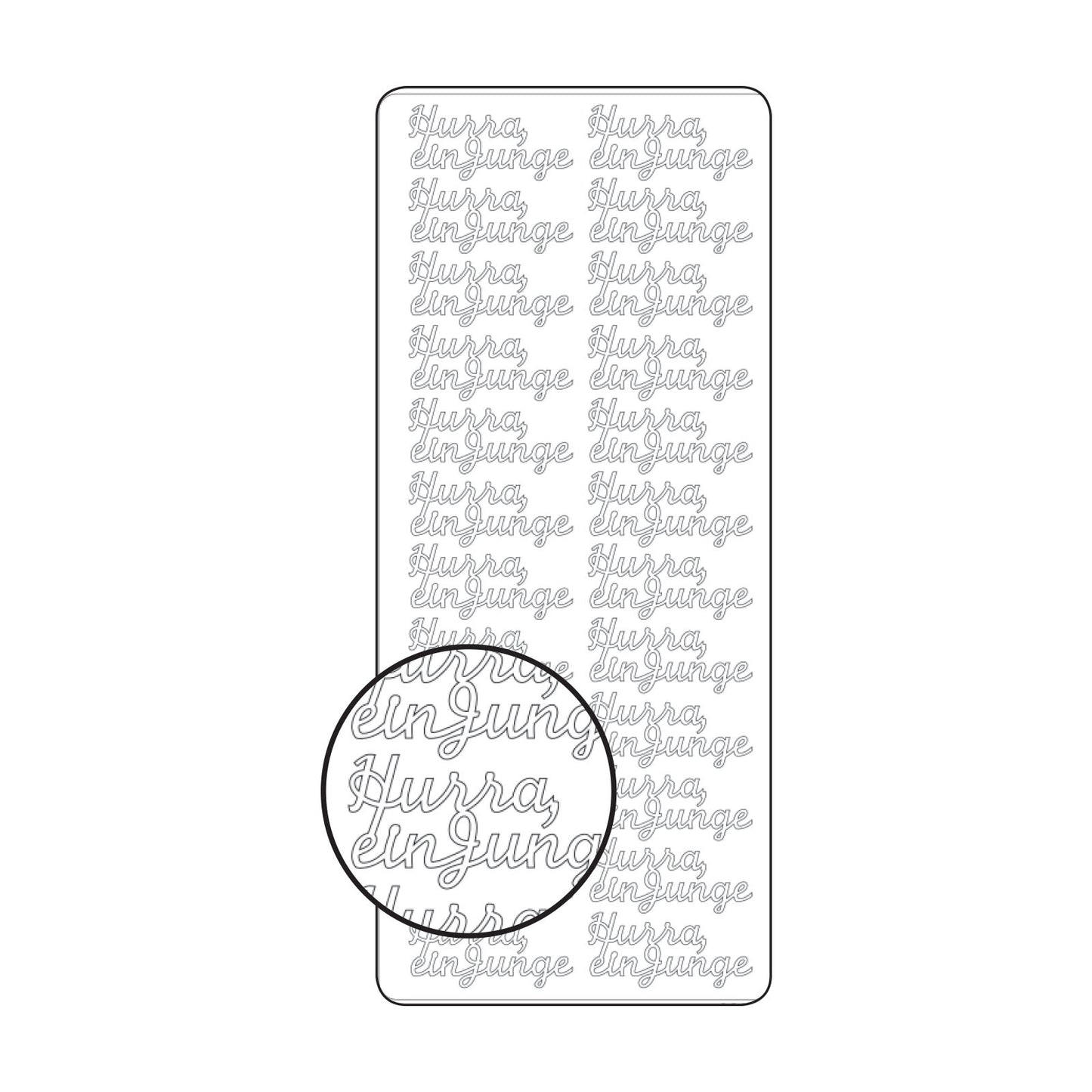 Vaessen creative • Aufkleber 10x23cm 10 Stück Silber Hurra ein junge