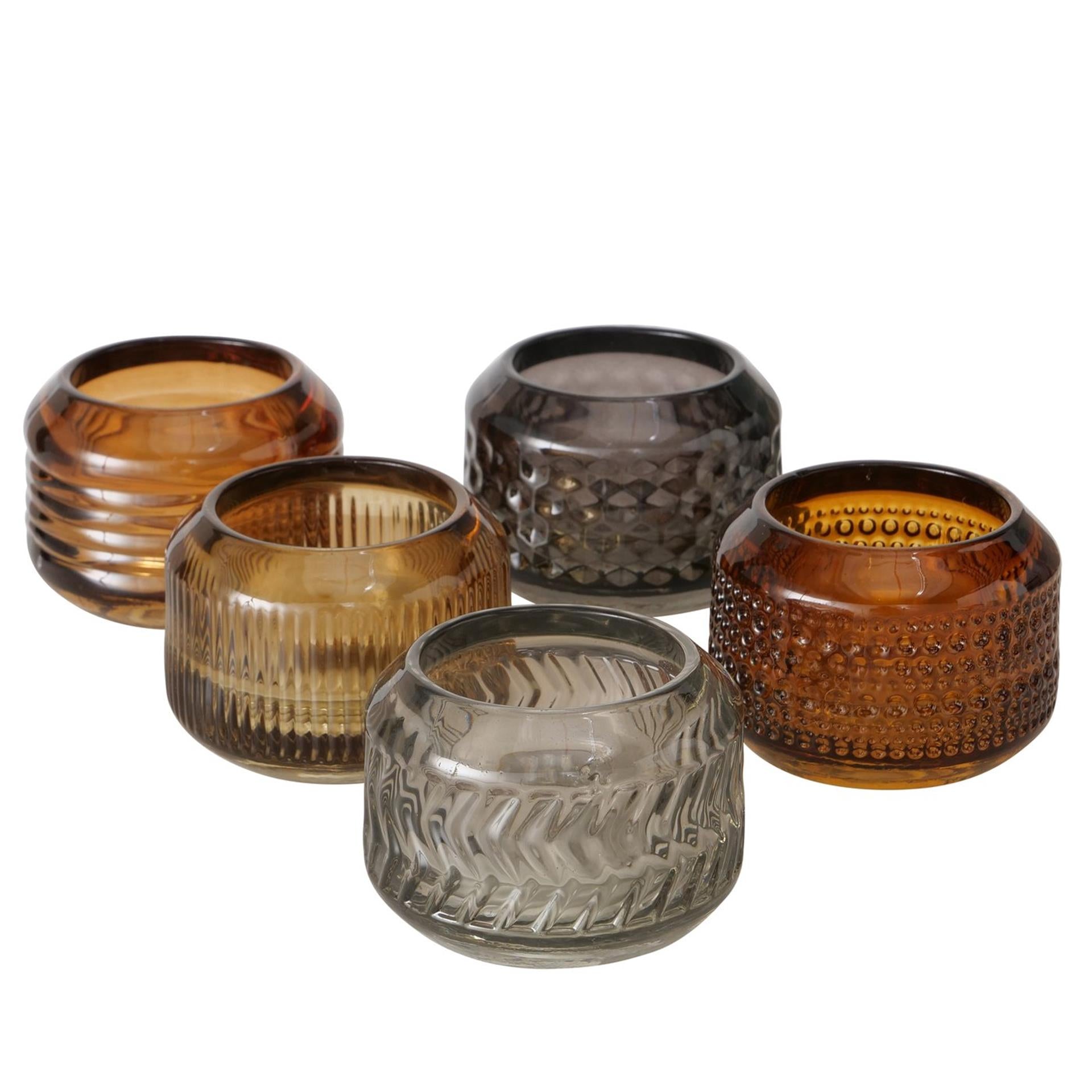 Boltze Home Teelichthalter Glas Brauntöne 6x8cm