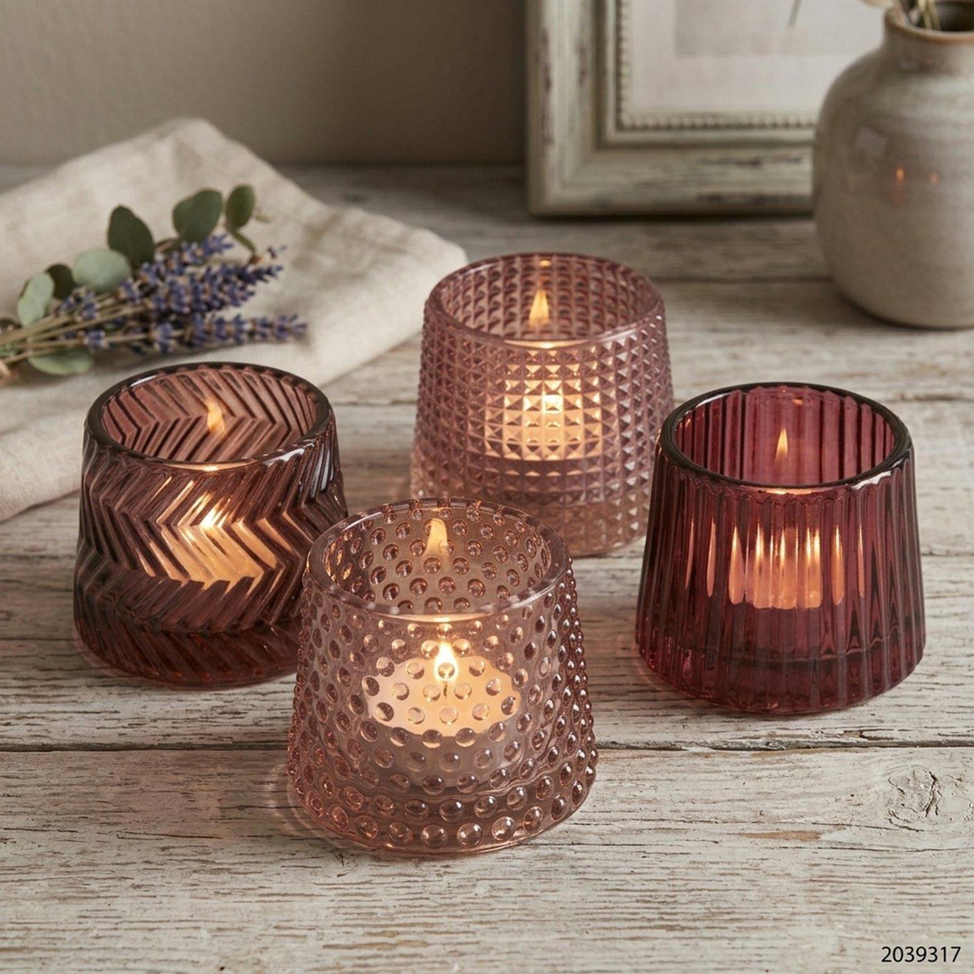 Boltze Home Teelichthalter Sabena Pink H7cm