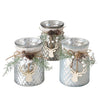 Boltze Home Teelichthalter Glas mit Weihnachtsdeko H16cm