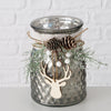 Boltze Home Teelichthalter Glas mit Weihnachtsdeko H16cm
