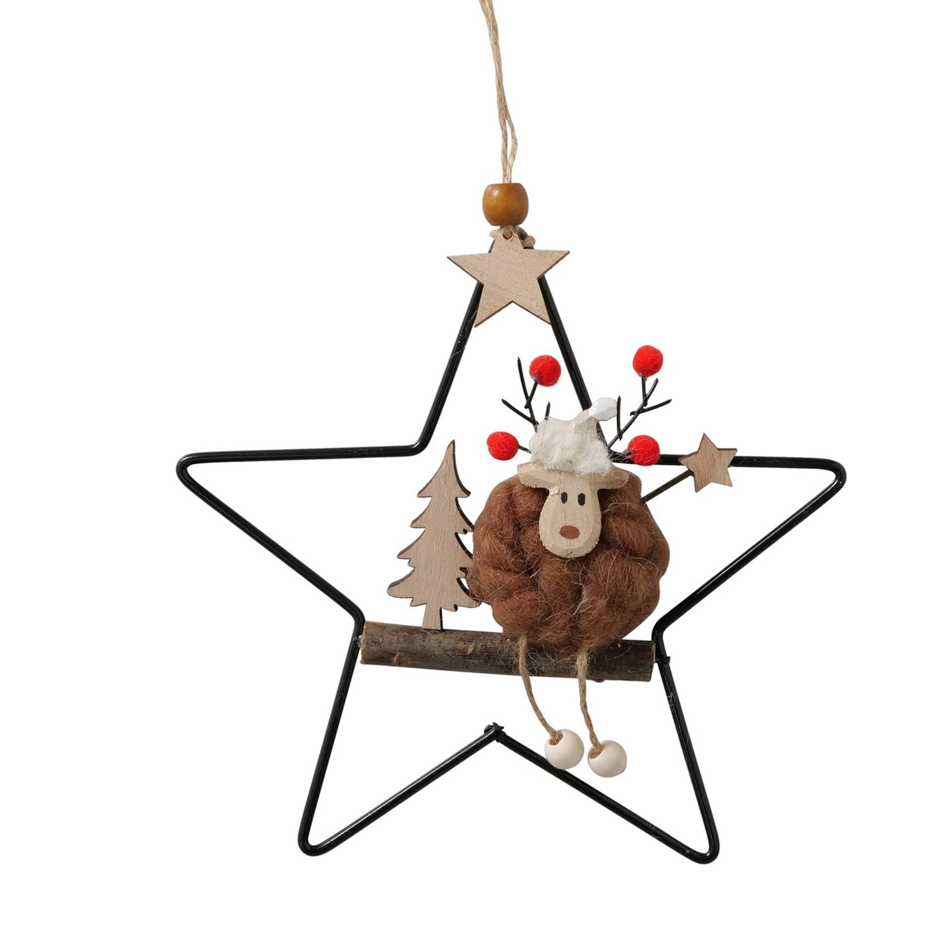 Boltze Home Weihnachtsanhänger Hirsch in Metallstern H18cm