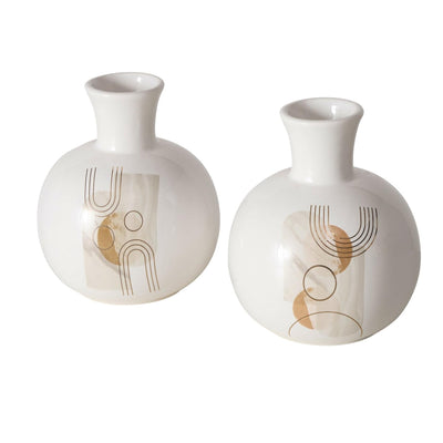 Boltze Home Vase Steingut H17cm weiß mit Aufdruck