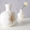 Boltze Home Vase Steingut H17cm weiß mit Aufdruck