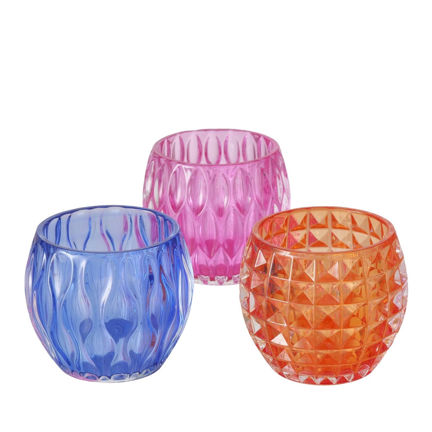 Boltze Home Teelichthalter Glas H8,5cm 3 Sortiert