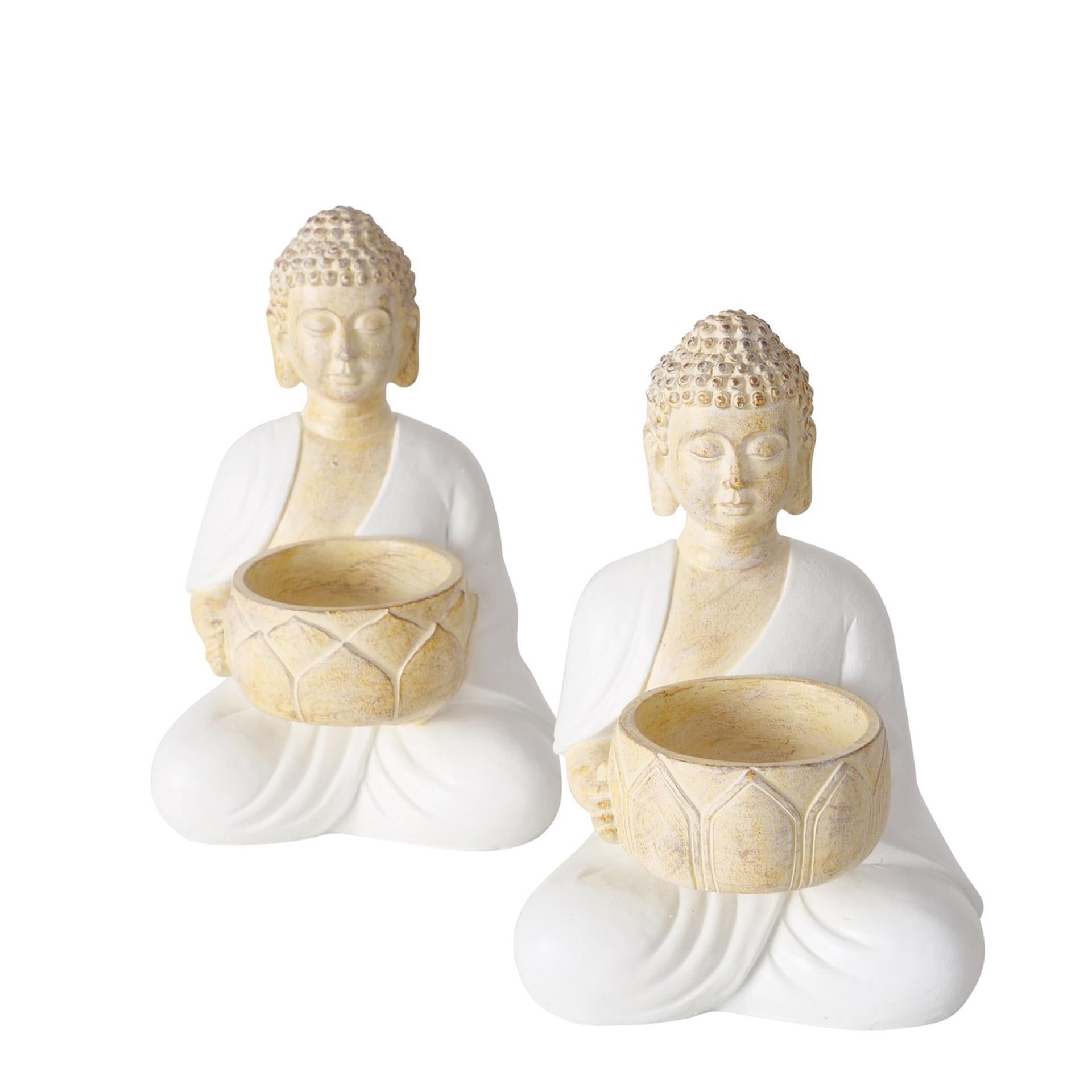 Boltze Home Teelichthalter Buddha H15cm 2 Sortiert