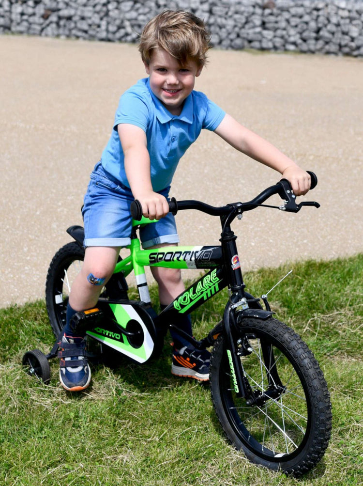 Volare Sportivo Kinderrad - Jungen - 14 Zoll - Neongrün schwarz - 95% versammelte
