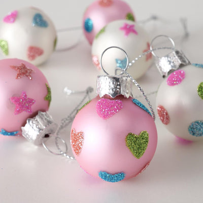 Boltze Home Weihnachtskugel Mini Glas rosa-weiß 12 Stück