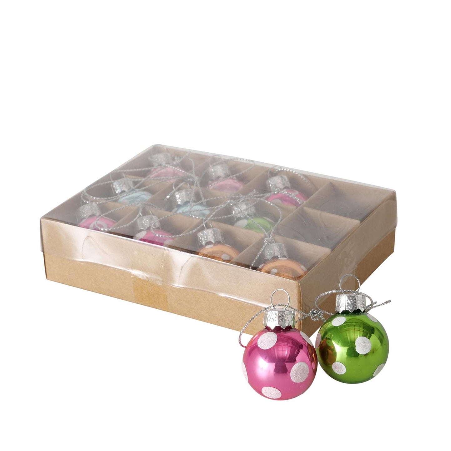 Boltze Home Weihnachtskugel Miniglas mit Punkten 12 Stück