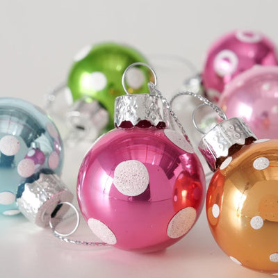 Boltze Home Weihnachtskugel Miniglas mit Punkten 12 Stück