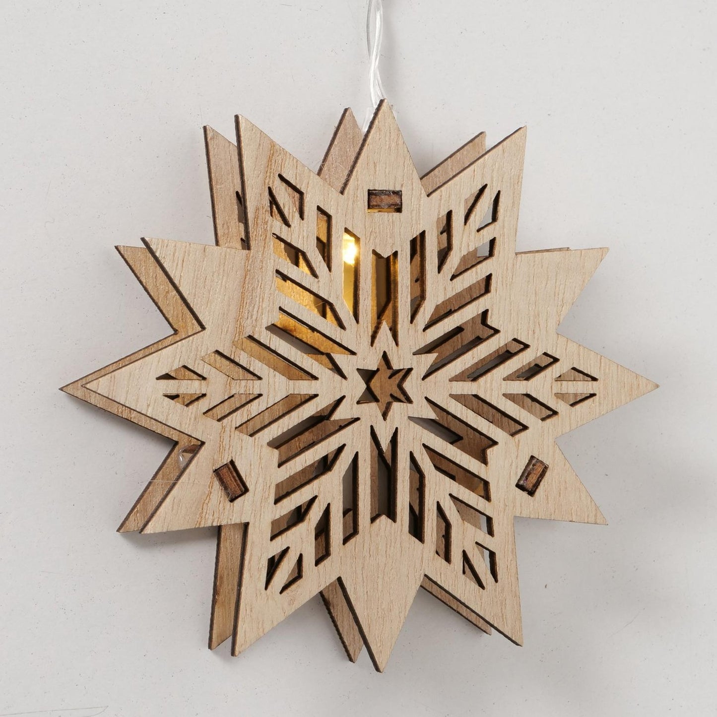 Boltze Home LED-Lichterkette mit 10 Holzsternen