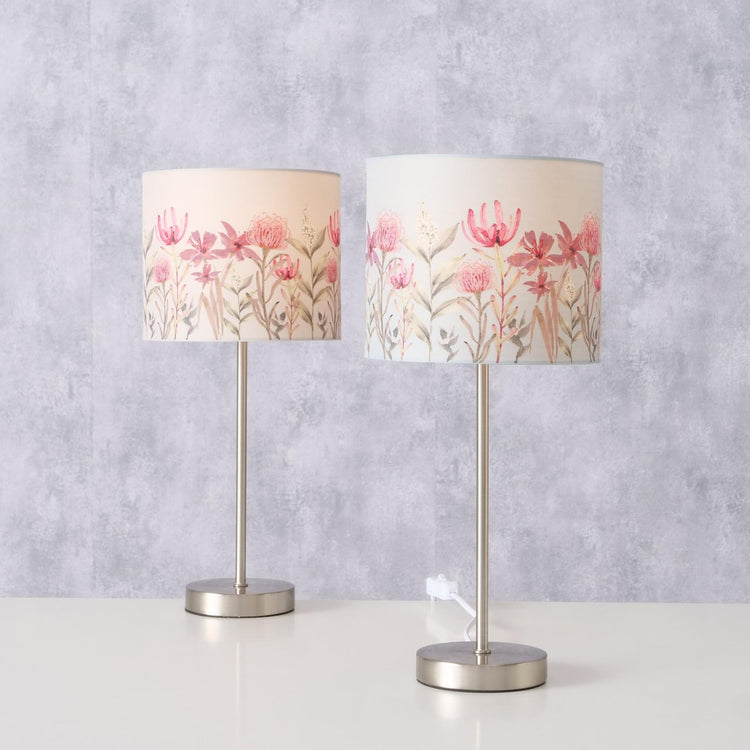 Boltze Home Tischlampe mit Schirm mit Blumenmuster, H40 cm