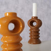 Boltze Home Kerzenständer Steingut h14cm orange braun